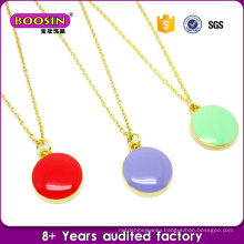 Fashion Gold Plated Custom Enamel Disc Charm Beautiful Necklace